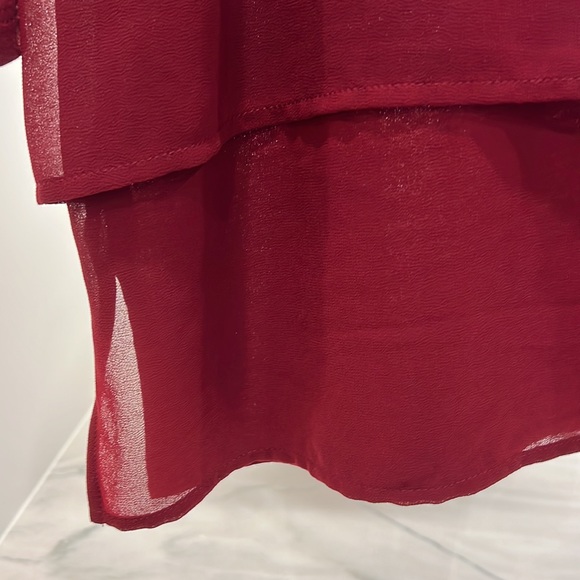 Michael Kors Mixed Woven Knit Layered Hem Blouse - Picture 7 of 10